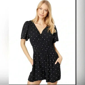 Madewell Size 10 Black Sophia Romper in Square Spot NEW!
